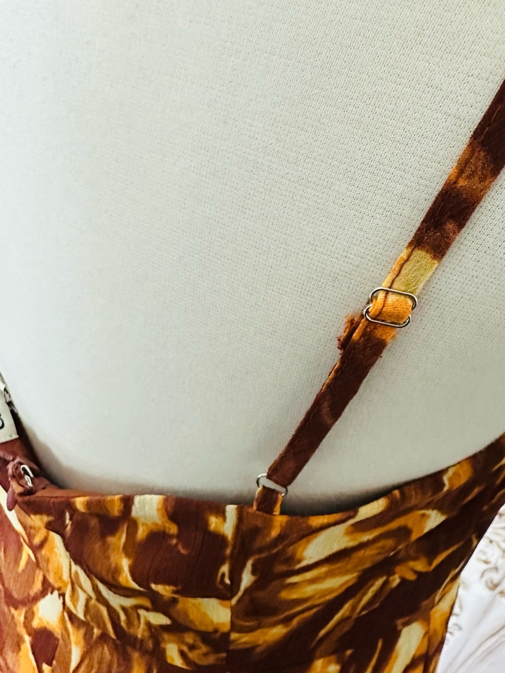 Brown Floral Maxi Slip Dress with Twisted Bodice - Picture 10 of 12